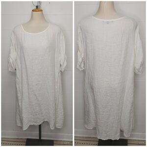 Vivian Shyu White 100% Linen Lagenlook Dress Size M